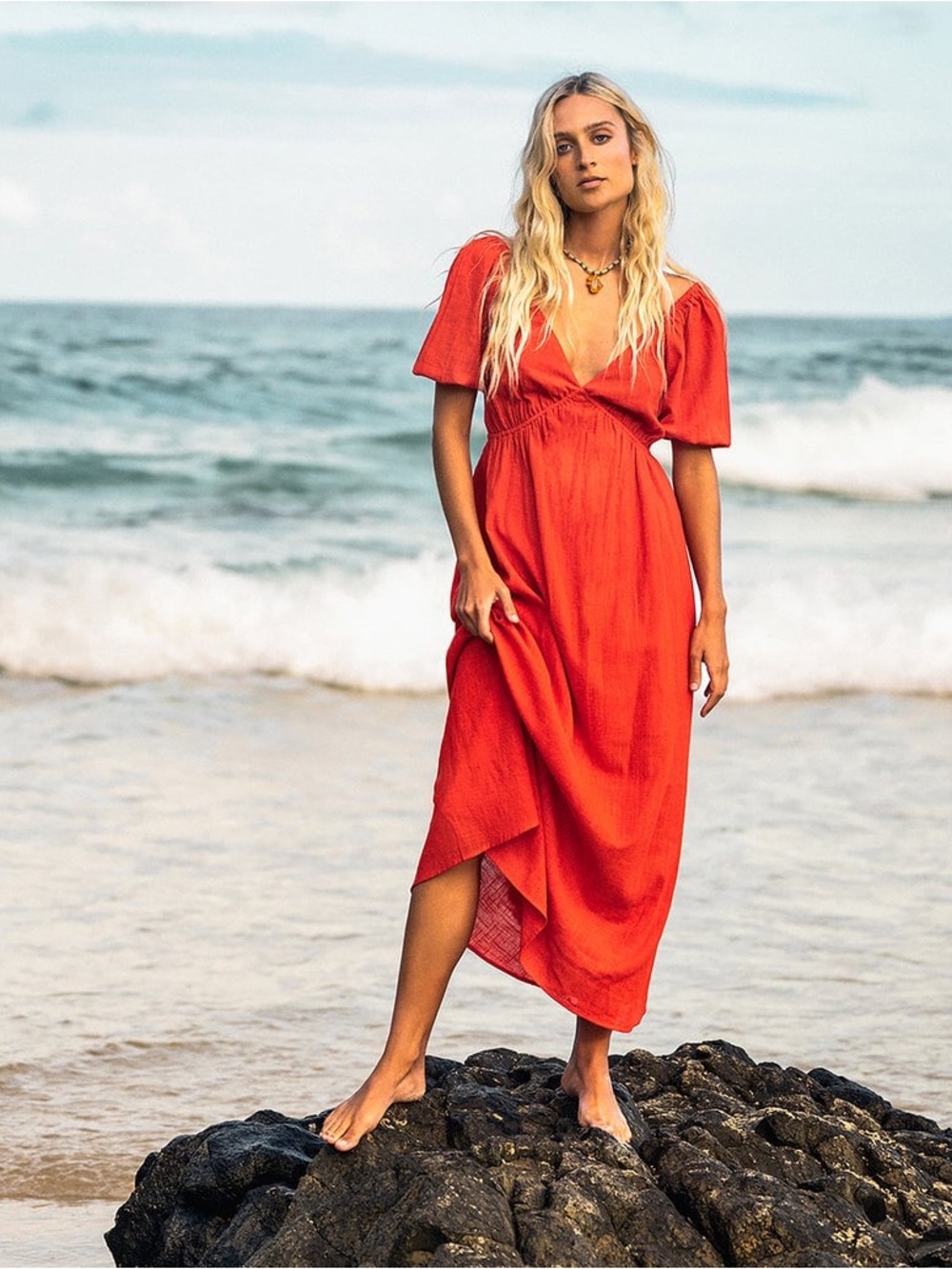 BILLABONG LOVE FADE MAXI DRESS RED